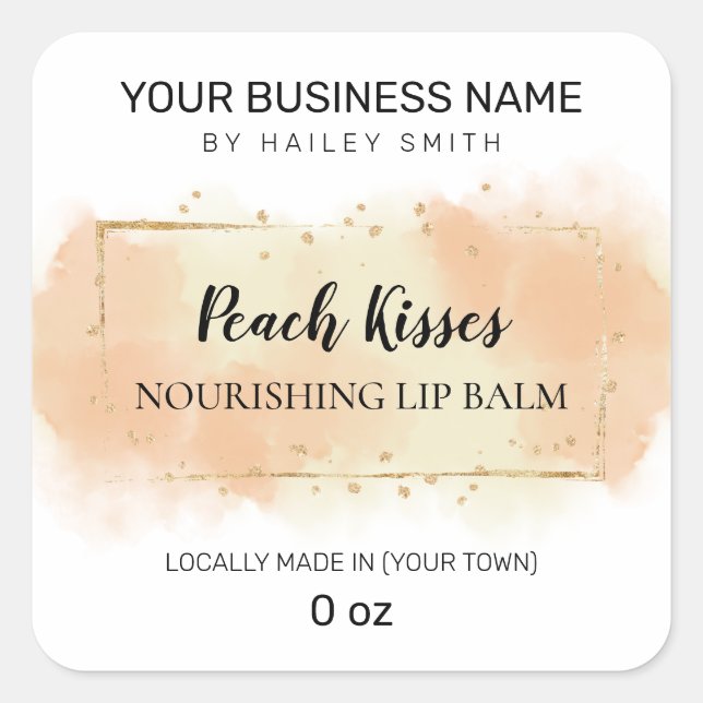Adesivo Quadrado Peach Flavoring Orange Ink Lip Balm (Frente)