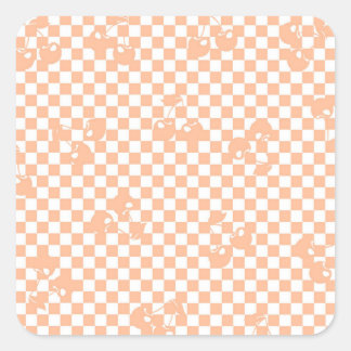 Adesivo Quadrado Peach Fuzz Cherry Gingham Patterno