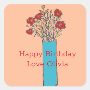 Adesivo Quadrado Peach Fuzz & Original Quirky Flowers