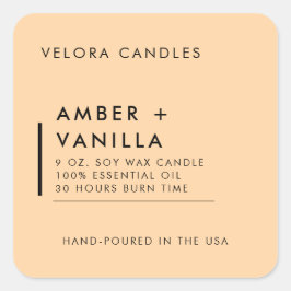 Adesivo Quadrado Peach Modern Minimalist Candle Label Sticker