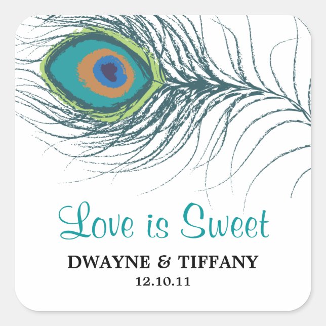 Adesivo Quadrado Peacock Feather Stickers (Frente)