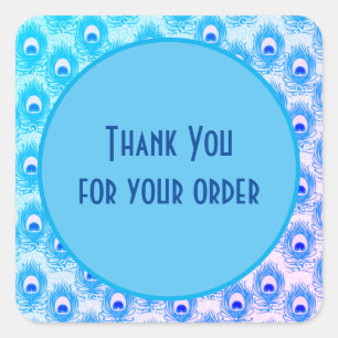 Adesivo Quadrado Peacock Obrigado Classic Round Sticker