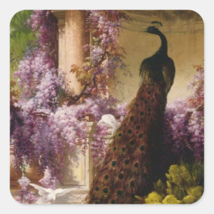 Adesivo Quadrado Peacock Vintage