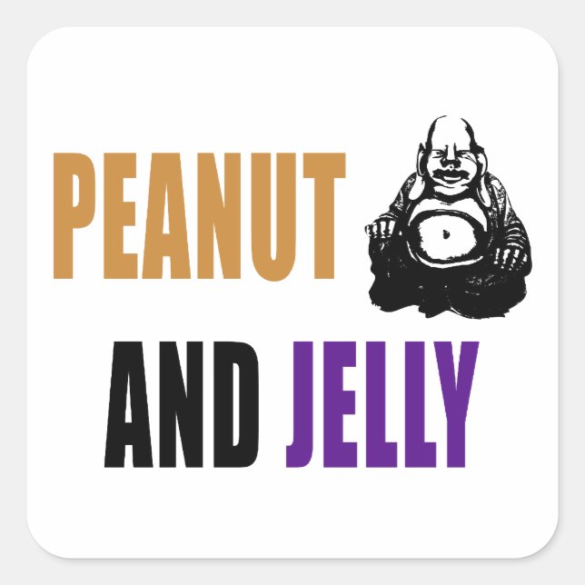 Adesivo Quadrado Peanut Buddha e Jelly (Frente)