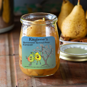 Adesivo Quadrado Pear Pals Engraçado Molho de Cartoon