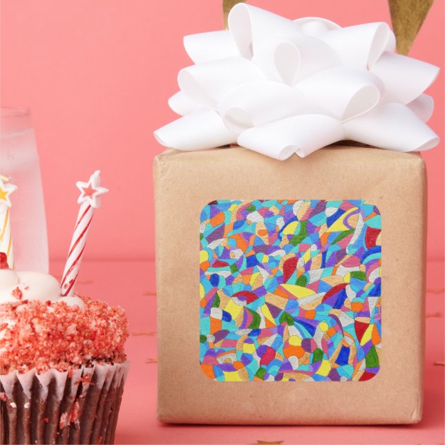 Adesivo Quadrado Pebolhas em uma praia (Festa)