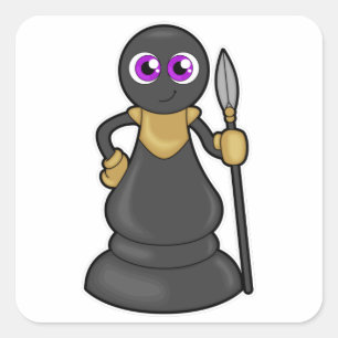 Adesivo Quadrado Peça de xadrez em xadrez com lança