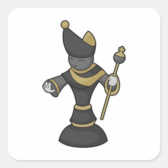 Adesivo Quadrado Peça de xadrez Funcionarios Bishop Chess (Frente)