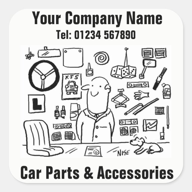 Adesivo Quadrado Peças para automóveis e acessórios (Frente)