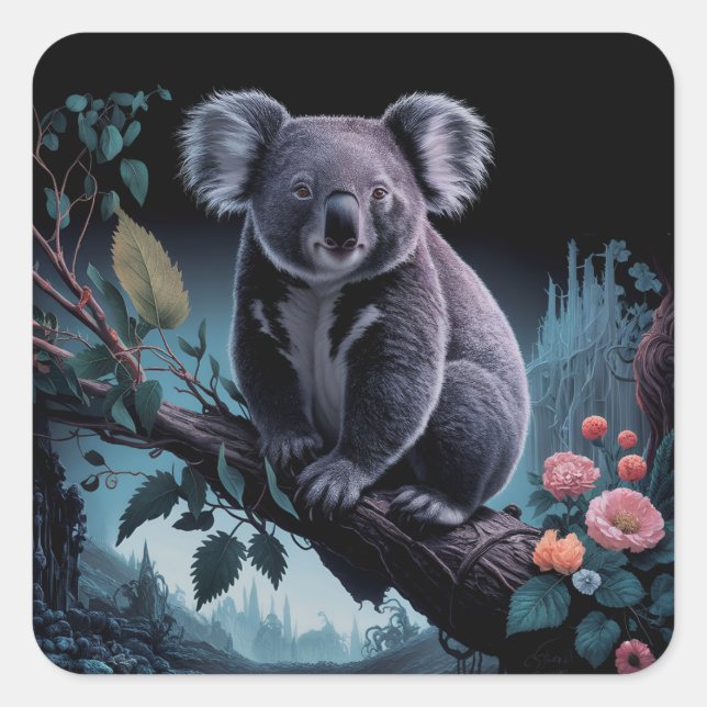 ADESIVO QUADRADO PEDAÇOS DE URSO DE KOALA (Frente)