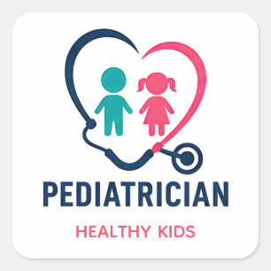Adesivo Quadrado Pediatra Assistência Médica Infantil Compassiva