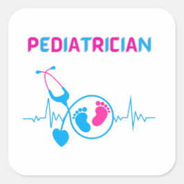 Adesivo Quadrado Pediatra, médico pediátrico, médico infantil,