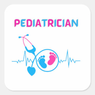 Adesivo Quadrado Pediatra, médico pediátrico, médico infantil,