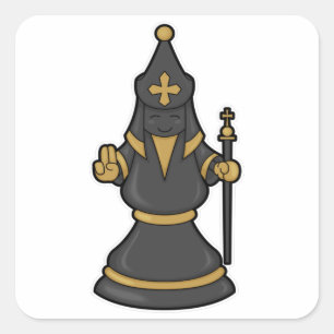 Adesivo Quadrado Pedra de xadrez Bishop no Chess com Funcionarios
