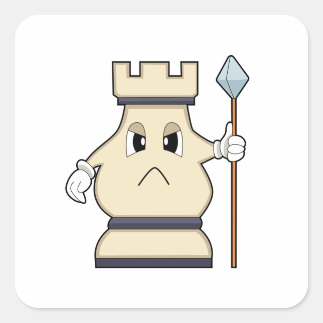 Adesivo Quadrado Pedra do xadrez Rook em Chess.PNG (Frente)