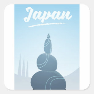 Adesivo Quadrado Pedras de pé do Japão empilhadas na paisagem.