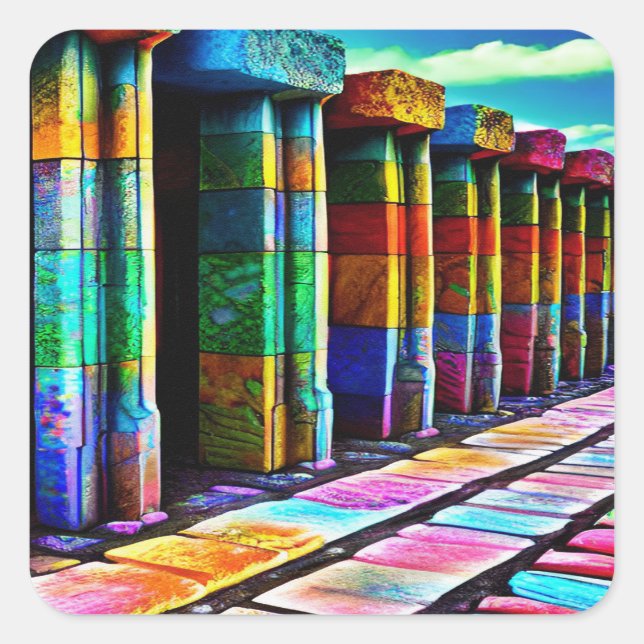 Adesivo Quadrado Pedras Psicodélicas (Frente)