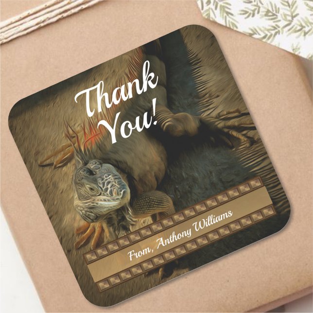 Adesivo Quadrado Pedro the Iguana Obrigado 0768 (Criador carregado)