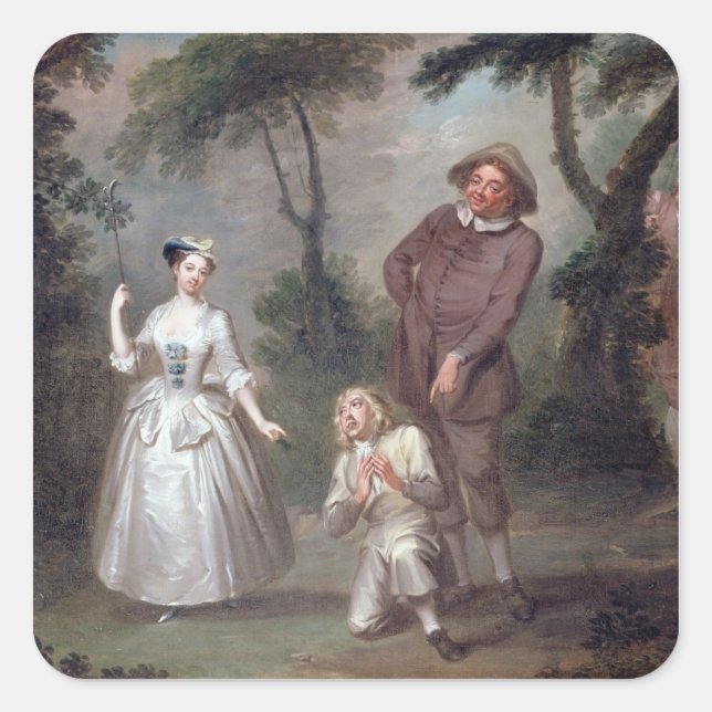 Adesivo Quadrado Peg Woffington como Rosalind com Celia e Touchsto (Frente)