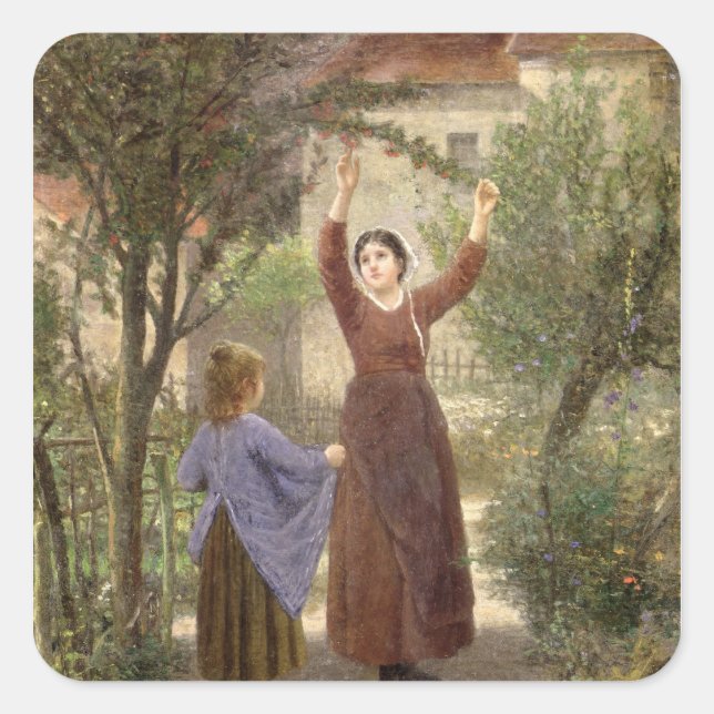 Adesivo Quadrado Pegando Cerejas (Frente)