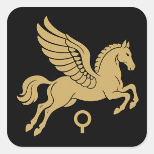 Adesivo Quadrado Pégaso de Corinto Emblema Antigo Dourado Grego