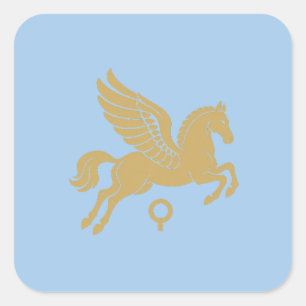 Adesivo Quadrado Pégaso de Corinto Emblema Dourado Grego Antigo