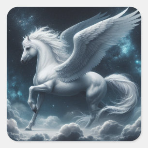 Adesivo Quadrado Pegasus branco contra o céu azul escuro