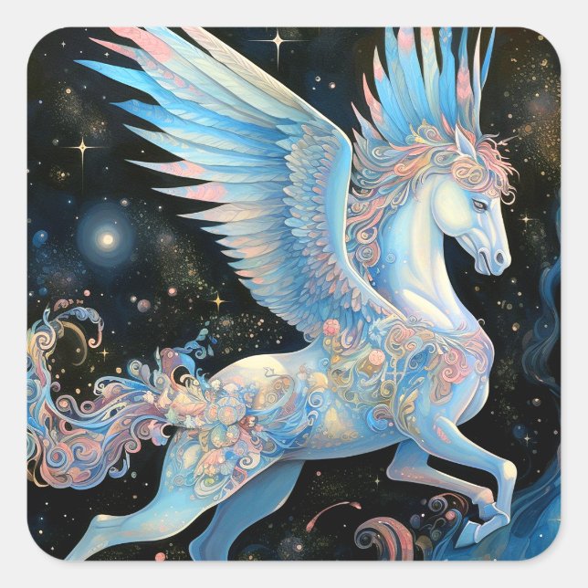 Adesivo Quadrado Pegasus Fantasy Art (Frente)