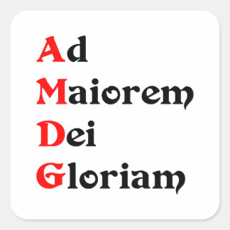 Adesivo Quadrado Pegatina AMDG, Ad Maiorem Dei Gloriam