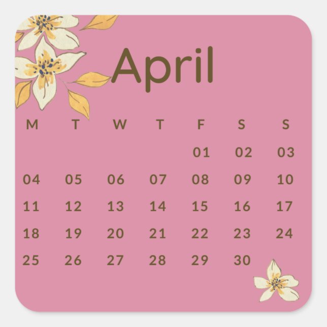 Adesivo Quadrado Pegatinas mes del año - April (S'F) *2022 (Frente)