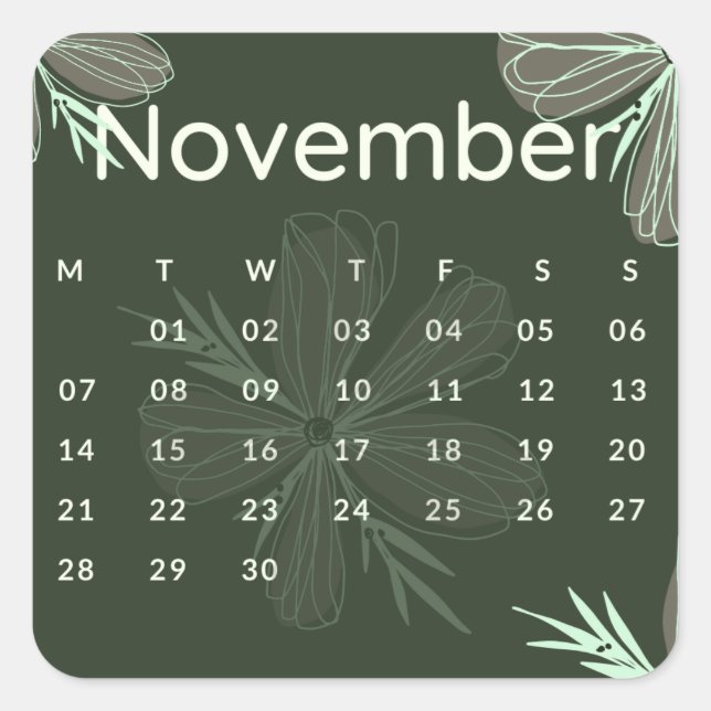 Adesivo Quadrado Pegatinas mes del año - November (S'L) *2022 (Frente)
