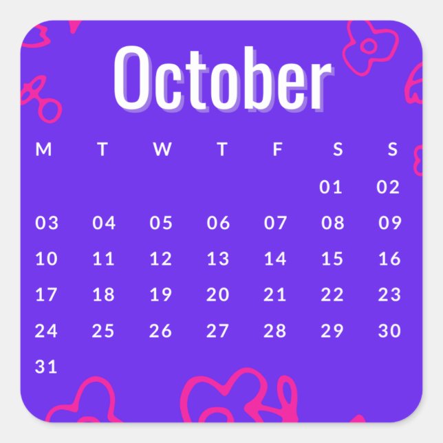 Adesivo Quadrado Pegatinas mes del año - October (S'C) (Frente)