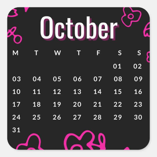 Adesivo Quadrado Pegatinas mes del año - October (S'D) (Frente)