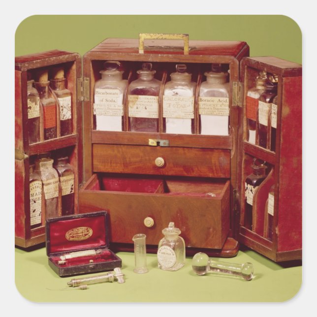 Adesivo Quadrado Peito médico do Químico da Família Dinneford (Frente)