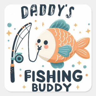 Adesivo Quadrado Peixe-Bebê Engraçado   Pai Pesca Buddy