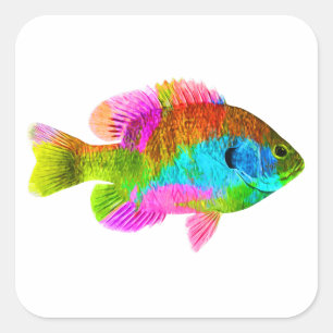 Adesivo Quadrado Peixe Colorido