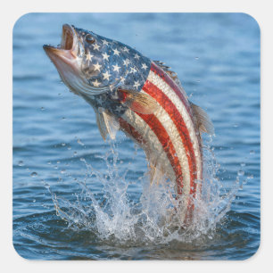 Adesivo Quadrado Peixe da Bandeira Americana Patriótica