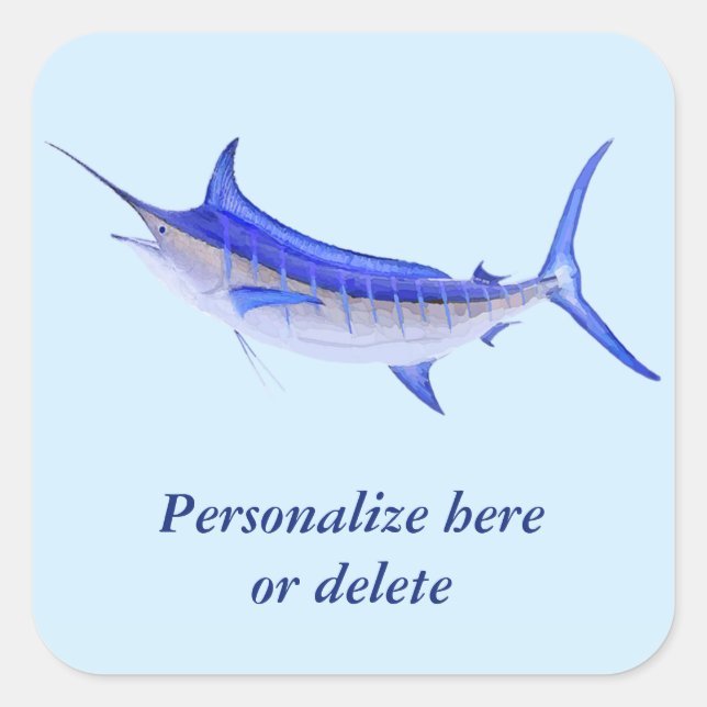 Adesivo Quadrado Peixe de espadim-azul artístico personalizado (Frente)
