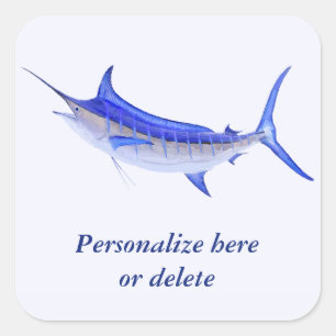 Adesivo Quadrado Peixe-espadim-azul-artístico personalizado (branco