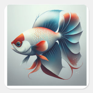 Adesivo Quadrado Peixe Exótico Patriótico Vermelho Branco e Azul