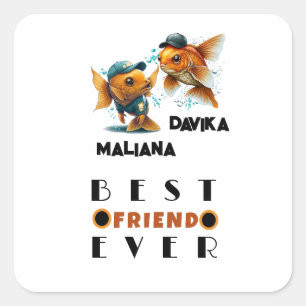 Adesivo Quadrado Peixe, Melhor Amigo Para Besties