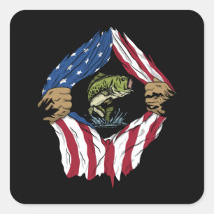 Adesivo Quadrado Peixes com bandeira americana