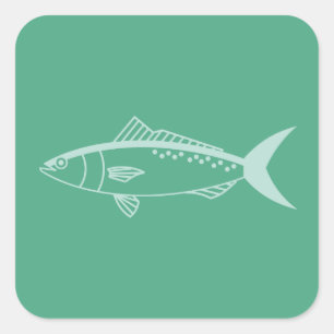 Adesivo Quadrado Peixes de salmão australianos em Aqua em Mint Gree
