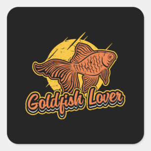 Adesivo Quadrado Peixes Goldfish Lover Aquarium Vintage Retro Anima