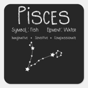 Adesivo Quadrado Peixes Símbolo de Astrologia por Astrologia - Sin