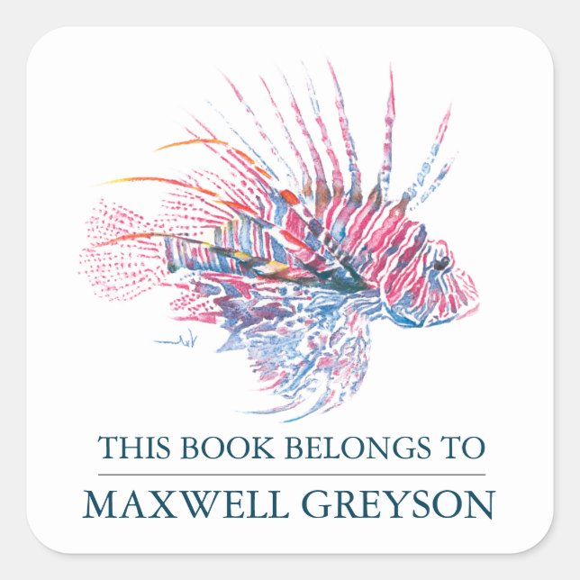 Adesivo Quadrado Peixes Tropicais De Volta Ao Cartaz Da Criança Da  (Frente)