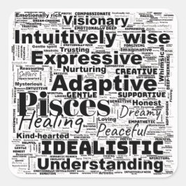 Adesivo Quadrado Peixes Word Cloud Zodiac Inspiração
