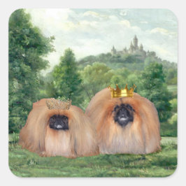 Adesivo Quadrado Pekingese King & Queen com o Castelo de Dream