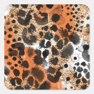 Adesivo Quadrado Pele animal: padrão leopardo criativo.