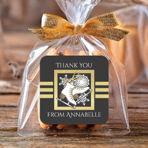 Adesivo Quadrado Pele Dourada de gelo preto / Favor de Pele de Pati